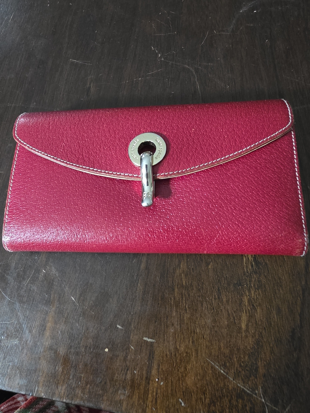 kate spade Raspberry Red Leather Turn-Lock Wallet